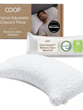Extra Oomph Memory Foam Crescent Pillow - White